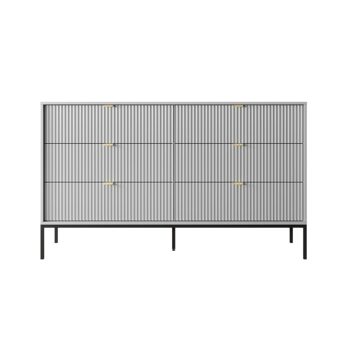 SIDEBOARD STELLARE 154/91/39 cm mit 6 Schubladen Grau - Grau, Holzwerkstoff (154/91/39cm) - MASSENO