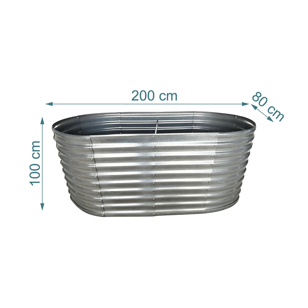 HOCHBEET - Silberfarben, Metall (200/80/100cm) - Relaxdays