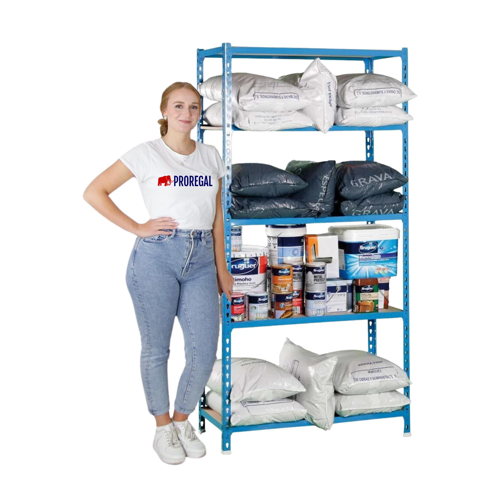 SCHWERLASTREGAL Muli HxBxT 180 x 90 x 50 cm 5 Fachböden Fachlast 150 kg Blau - Blau, Metall (90/180/50cm) - PROREGAL