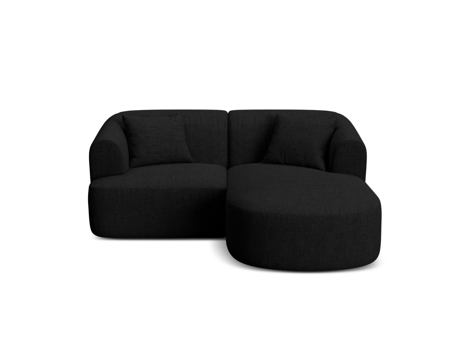 MODULARES-ECKSOFA rechts Campi aus strukturiertem Stoff schwarz 3 Sitzplätze - Schwarz, Textil (156/180cm) - Cosmopolitan Design