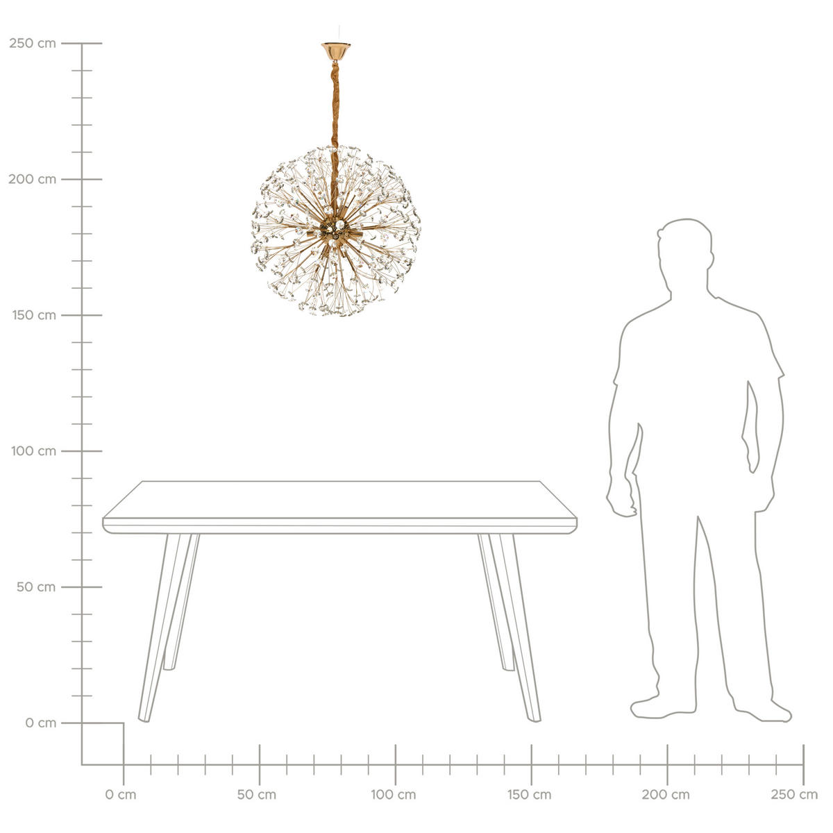 KRONLEUCHTER Glas Messing Timane - Transparent/Goldfarben, Glas (60/60/90cm) - Beliani