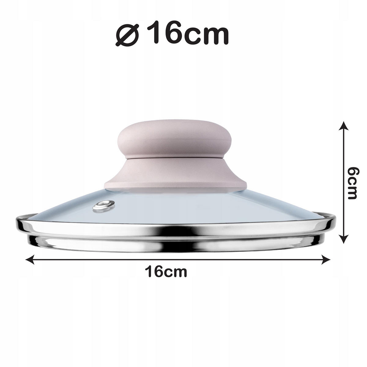 DECKEL mit Beige Silikongriff, 16 cm - Transparent, Glas (16cm) - KADAX