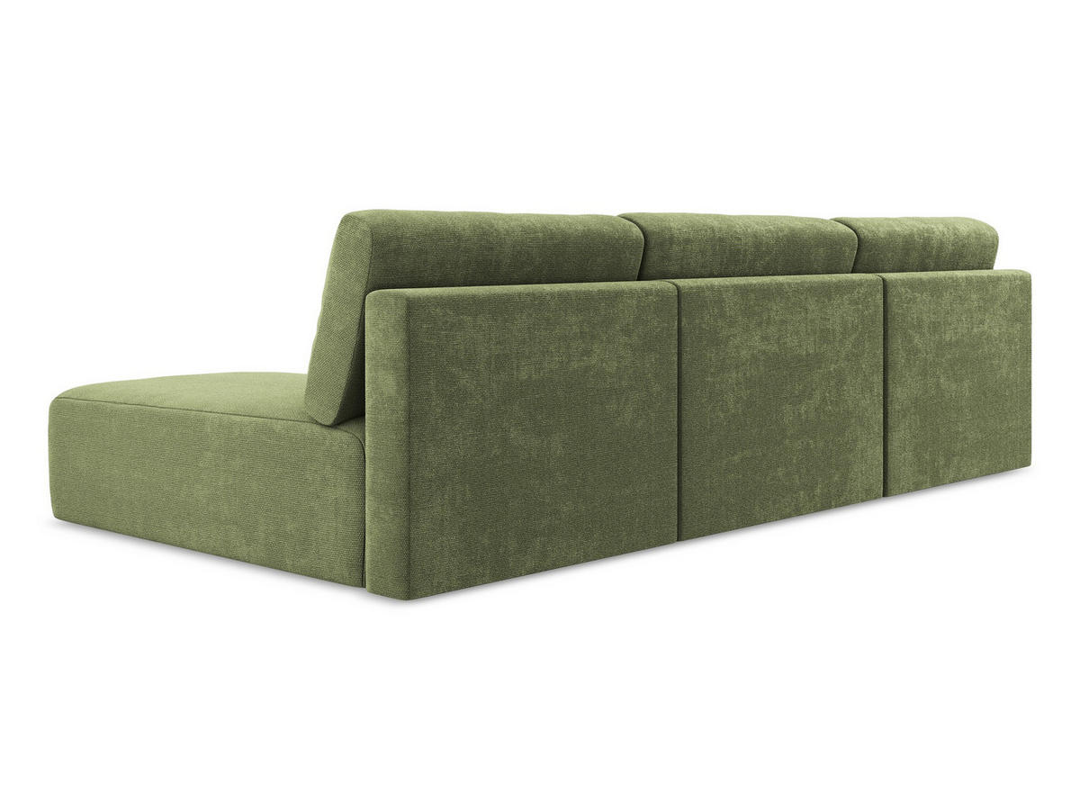 WOHNLANDSCHAFT Chenille Stoff Grün - Schwarz/Grau, Kunststoff/Textil (304/79/149cm) - Makamii