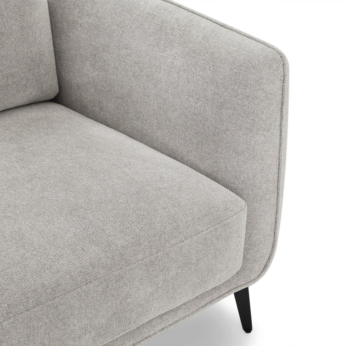DREISITZER-SOFA Webstoff Grau - Schwarz/Grau, Textil/Metall (197/85/85cm) - Furnhouse