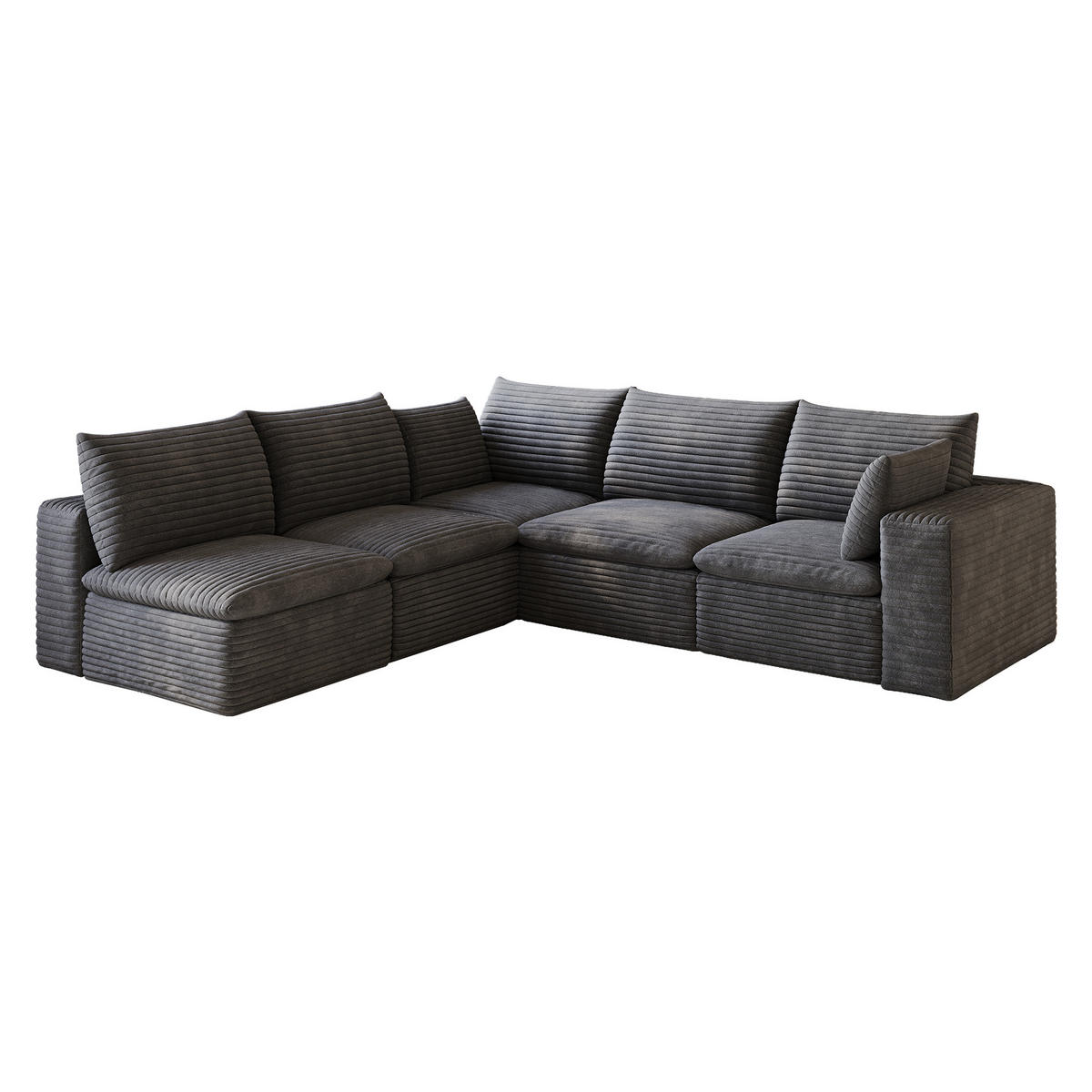ECKSOFA DE-34773 5-Sitzer mit abnehmbare Polsterung Dunkelgrau - Dunkelgrau, Textil (250/260cm) - ComfortXL