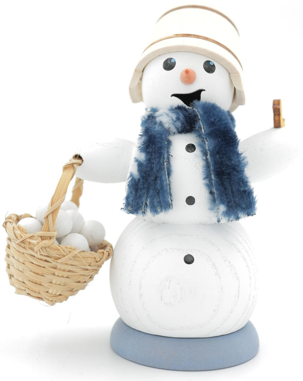 RAUCHFIGUR Schneemann mit Schneeballkorb 13 cm - Multicolor, Holz (6/13/10cm)