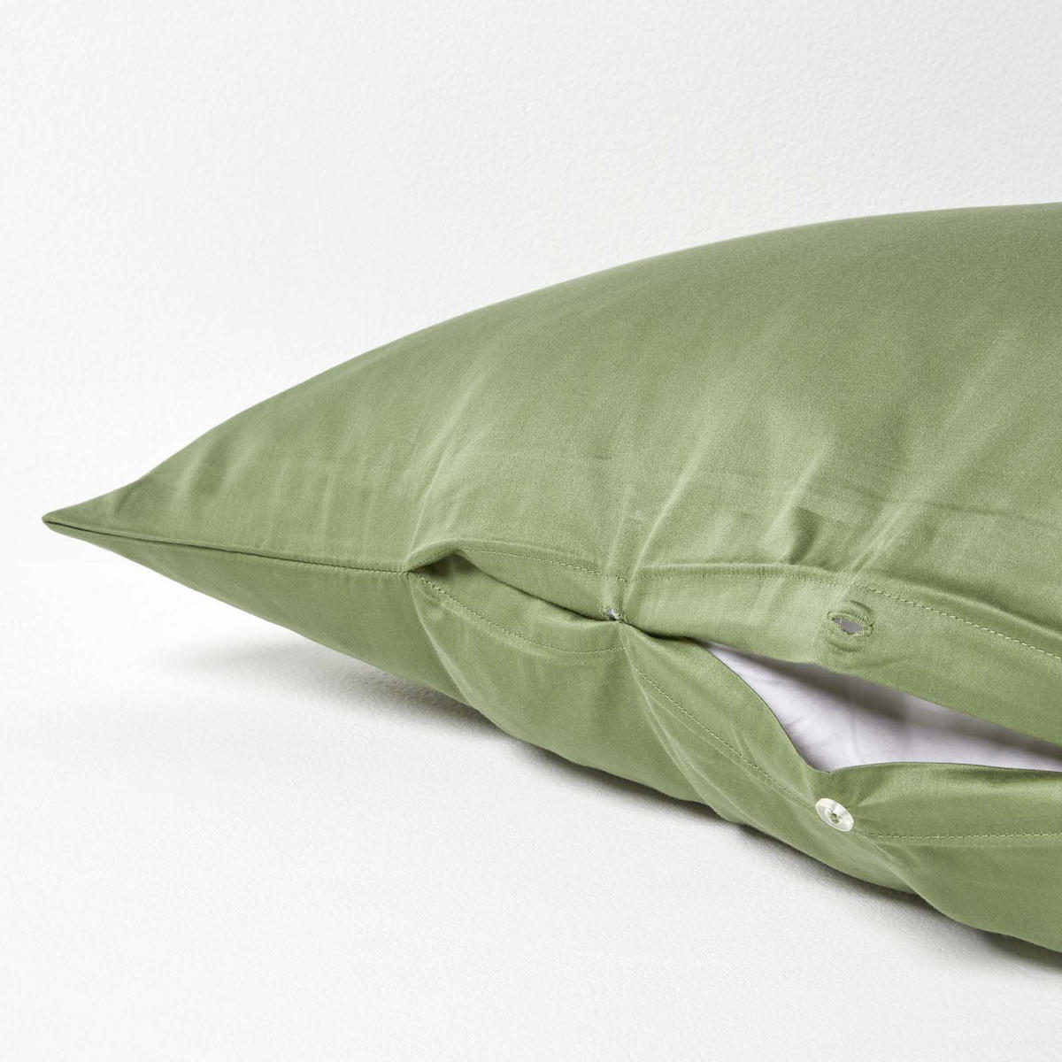 BIO-KISSENBEZUG für V-Form-Kissen, Satin, Fadendichte 400 - Grün, Textil (38/76cm) - Homescapes