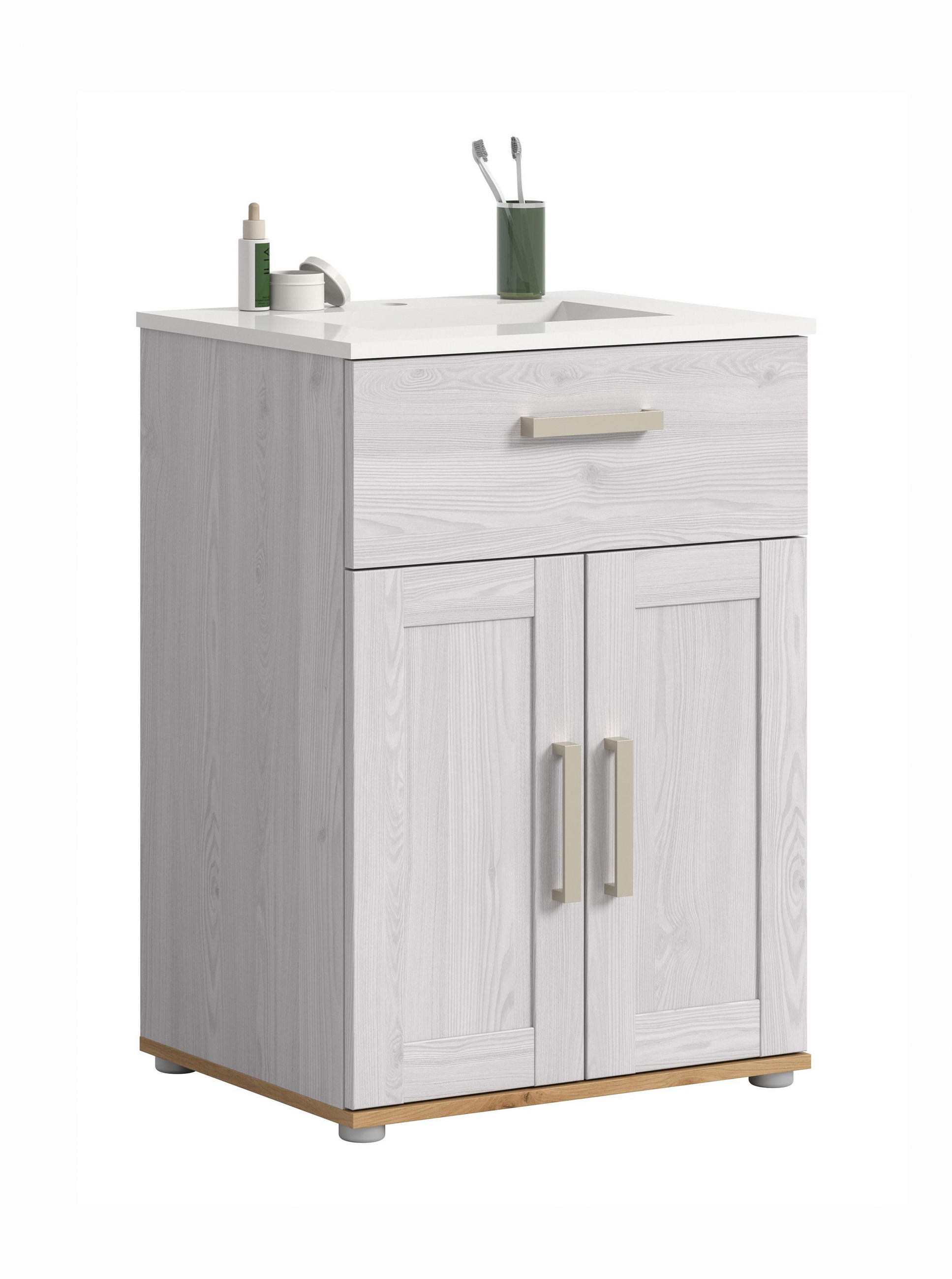 WASCHTISCH inkl. Waschbecken VERONA (B/H/T: ca. 60/82/46 cm) in Sibiu Lärche Nachbildung/Sibiu Lärche Nachbildung - Lärchefarben, Holzwerkstoff (60/82/46cm) - Homes & Jones