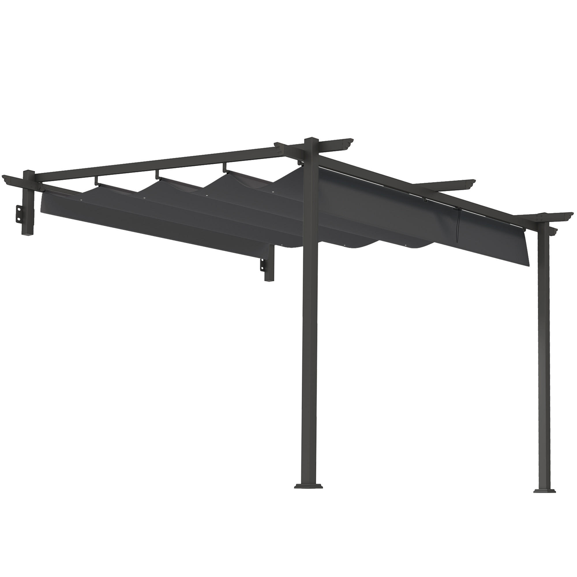 PERGOLA aus Polyester 297x297x200/230 cm in Dunkelgrau mit ausziehbarem Dach - Dunkelgrau, Textil (297/230/297cm) - Modfu