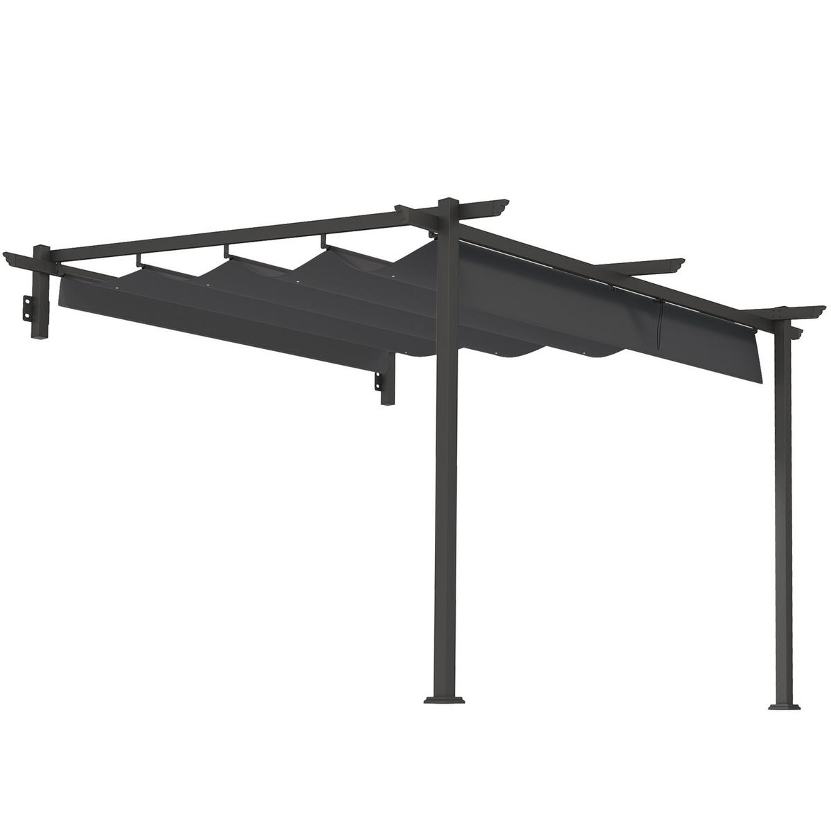 PERGOLA aus Polyester 297x297x200/230 cm in Dunkelgrau mit ausziehbarem Dach - Dunkelgrau, Textil (297/230/297cm) - Modfu