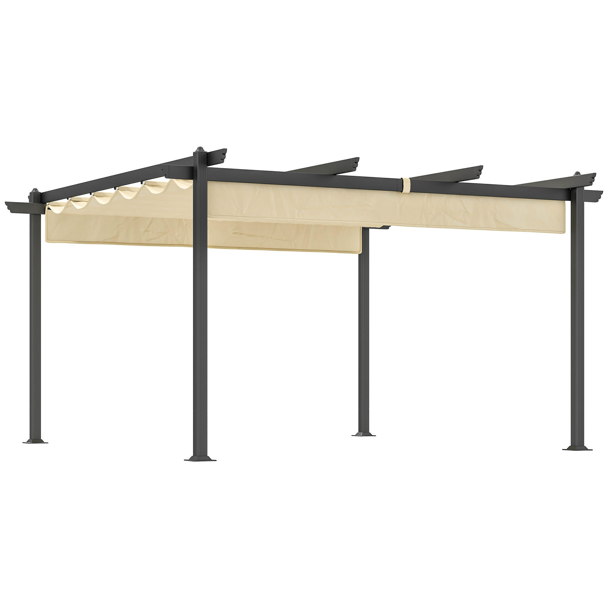 PERGOLA aus Aluminium ca. 4x4m - Beige, Metall (390/223/390cm) - Outsunny