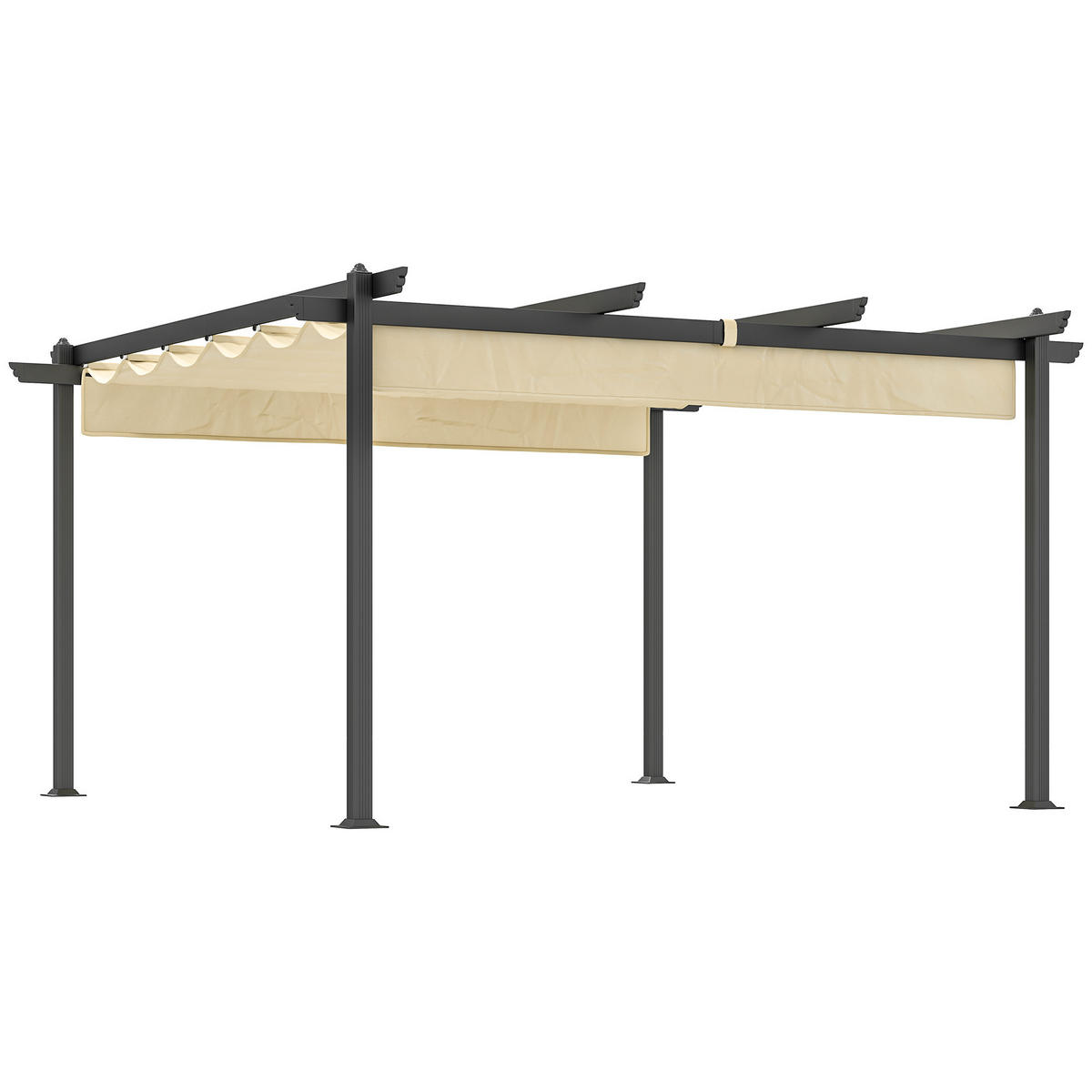 PERGOLA aus Aluminium ca. 4x4m - Beige, Metall (390/223/390cm) - Outsunny