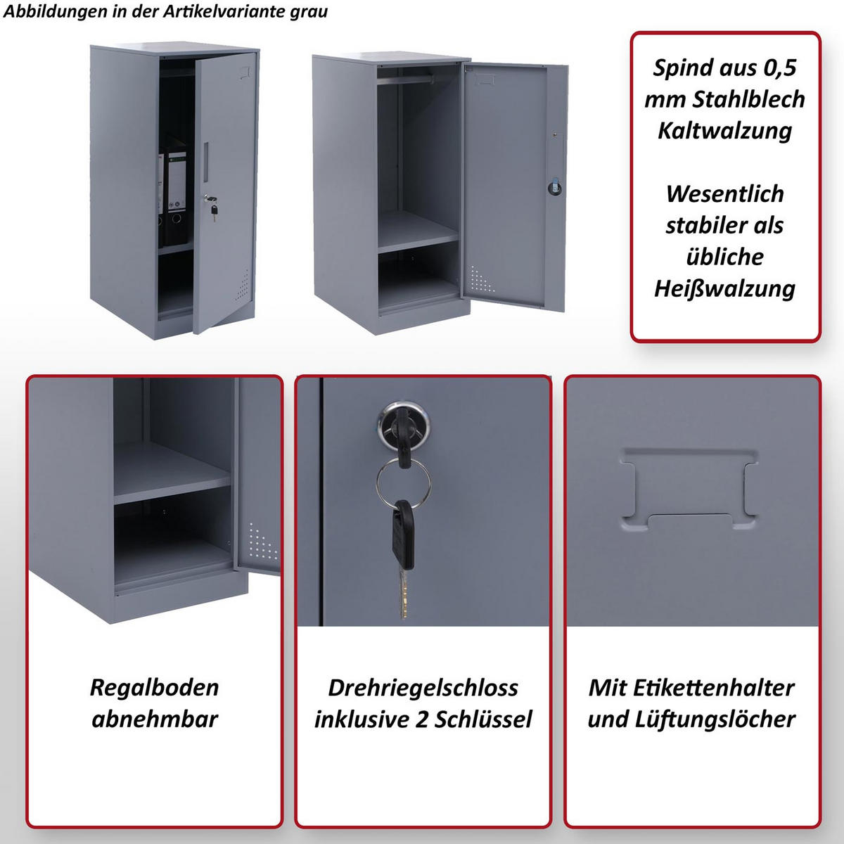 SPIND Grau - Grau, Metall (38/90/45cm) - MCW