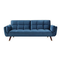 SCHLAFSOFA - 3 Personen - Samt, Stoff - Blau - - Blau, Textil (211/82/90cm) - Vente-Unique