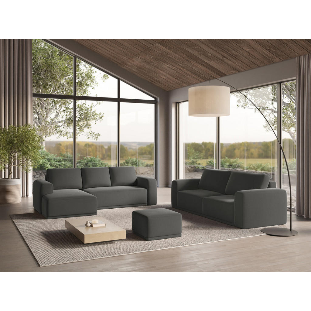 Thumbnail - Makamii Ecksofa, Dunkelgrau, Textil, 3-Sitzer, Füllung: Schaumstoff, L-Form, Ottomane links, 258x160 cm, Made in EU, Woh...