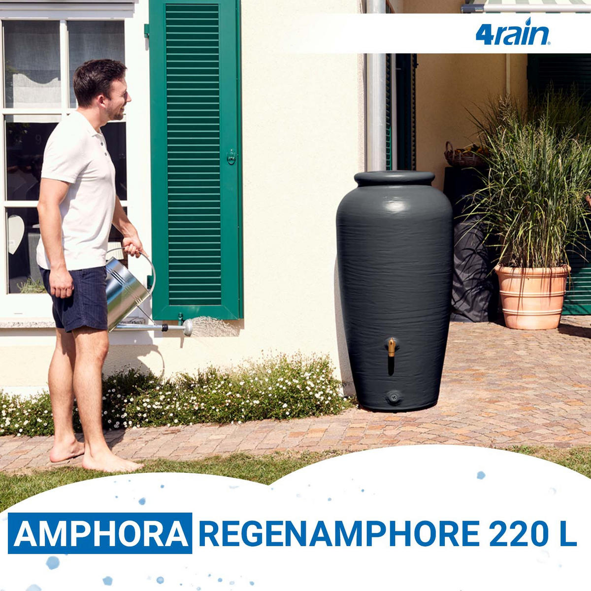 REGENTONNE 220 L, graphite grey - Grau, Kunststoff (59/118/60cm) - 4rain