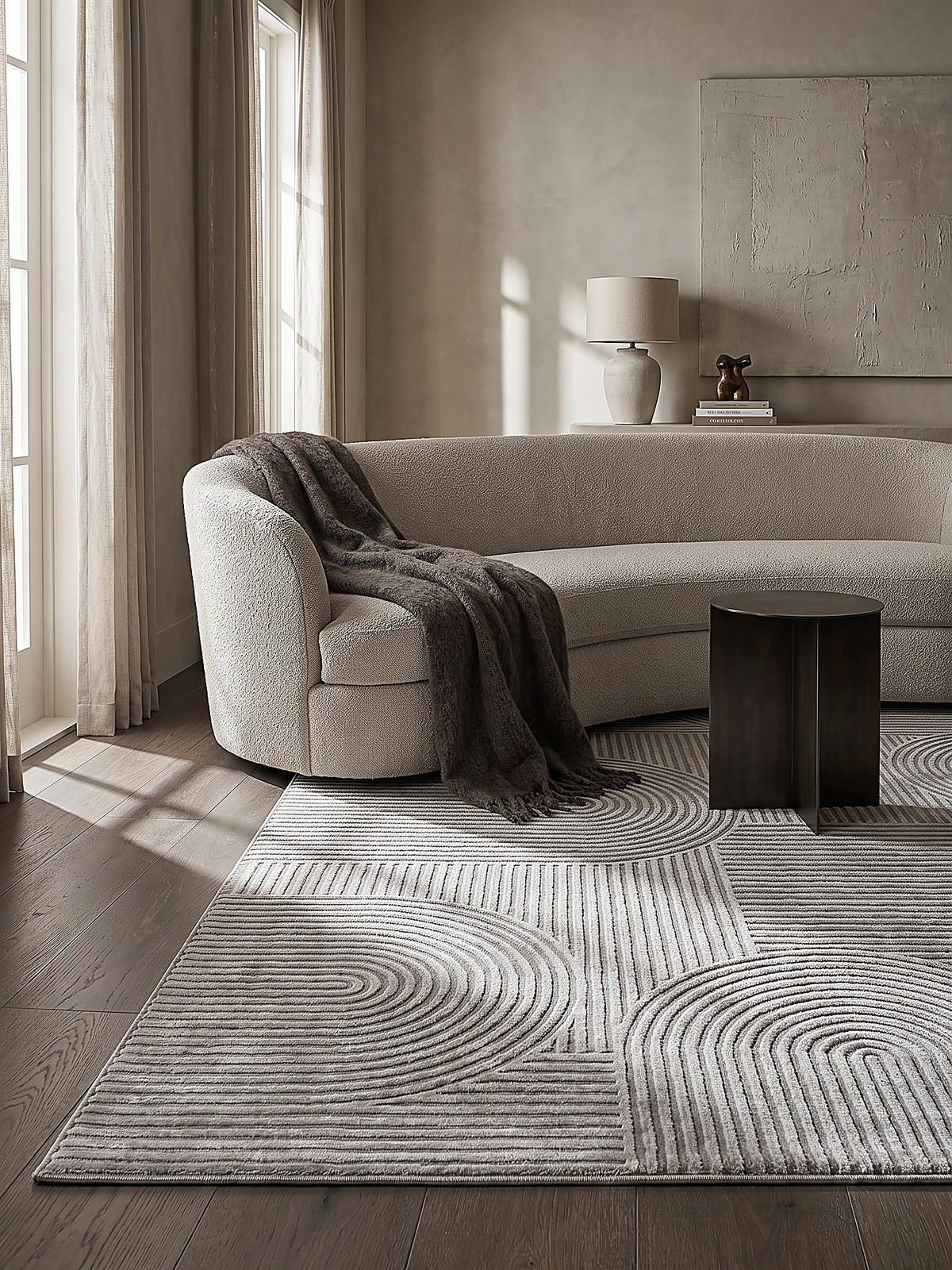 TEPPICH Kurzflor ERESMA Geometrisch Polyester Grau 160 x 230 cm - Grau, Textil (160/230cm) - KADIMA DESIGN