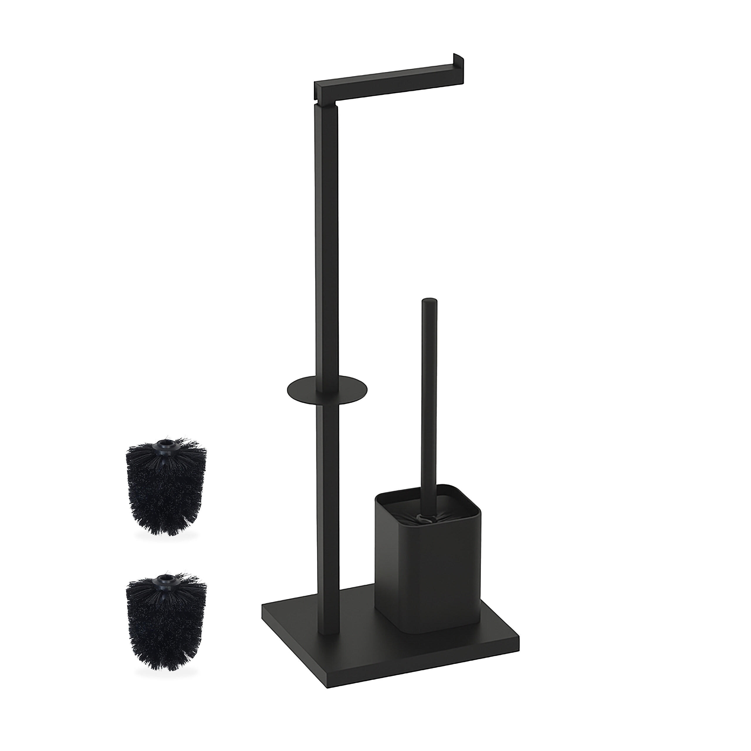 SUPORTWC Negru metal cu suport hârtie