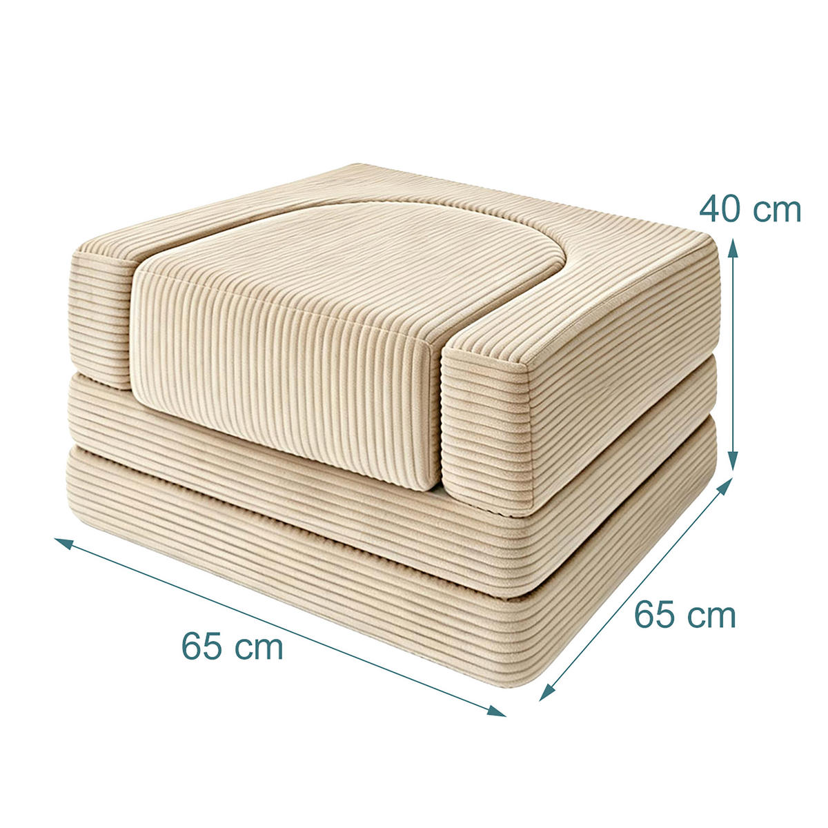KINDERSESSEL Beige 4-tlg. modular Cord - Beige, Kunststoff/Textil (65/40/65cm) - Relaxdays