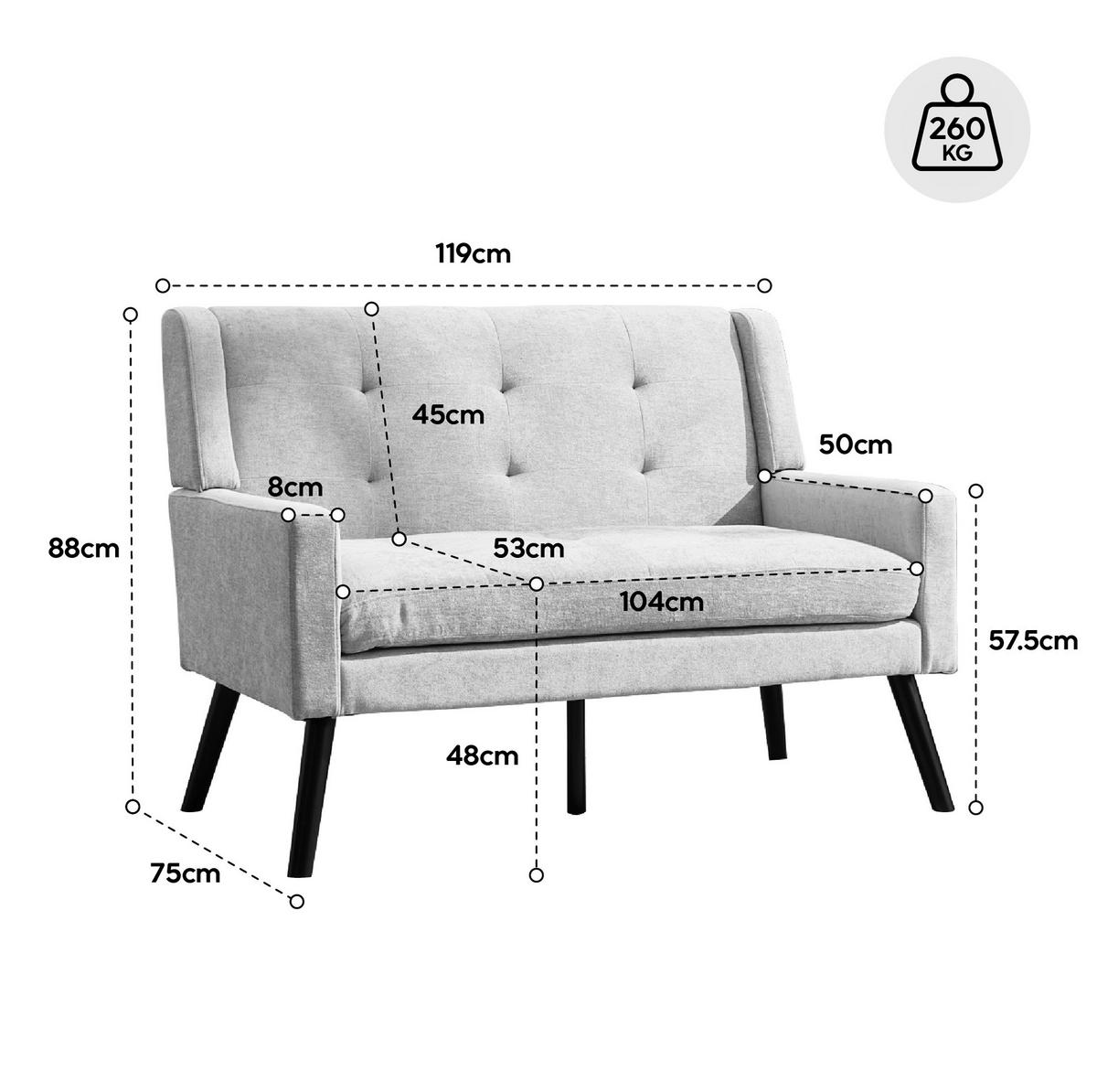 2-SITZER 120/75/88 cm Retro Grün aus Leinen mit Knopfpolsterung - Waldgrün, Textil (75/88/120cm) - OKMYHOME