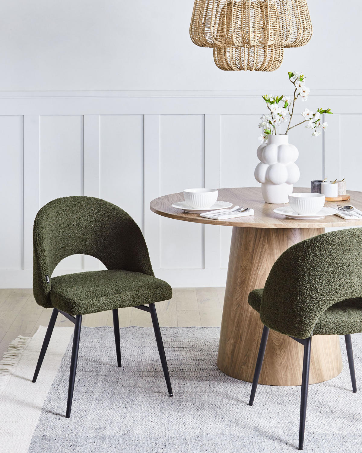 ESSZIMMERSTUHL 2er-Set Dunkelgrün Onaga - Dunkelgrün/Schwarz, Textil (52/77/56cm) - Beliani