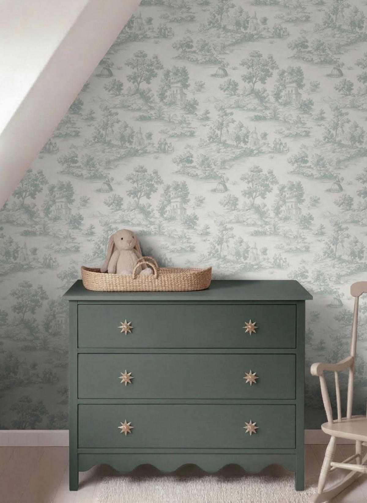 TAPETE Toile de Jouy 53 cm x 10 m - Blau, Papier (53/1000cm) - Sanders & Sanders