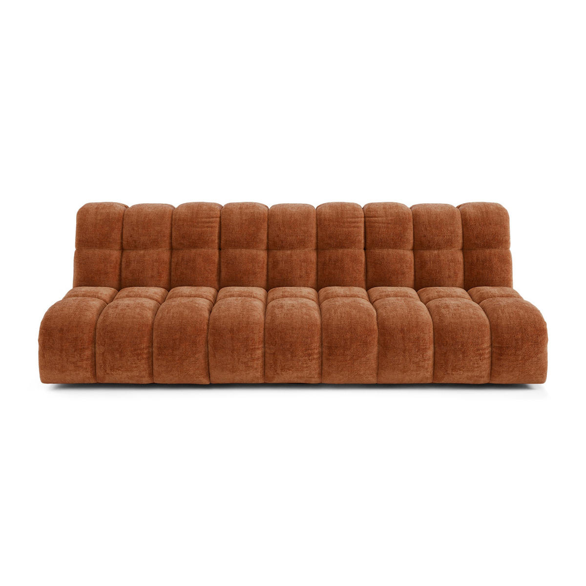 SOFA SEVEN Geprägter Samt Terrakotta 243cm - Dunkelorange/Terracotta, Textil (243/77/98cm) - Premium Interiors