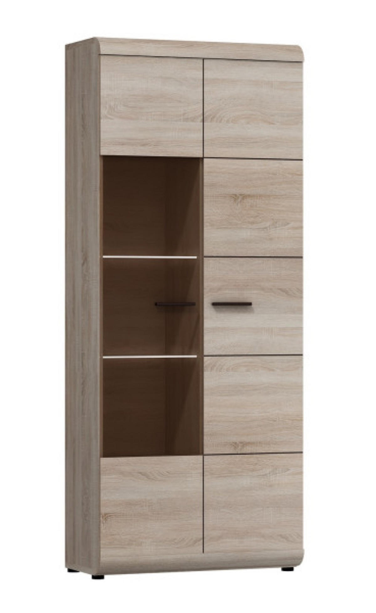 WOHNWAND Sonoma Eiche SONO Mit LED Mit Regalen 298x52x194 cm - Eichefarben/Sonoma Eiche, Holzwerkstoff (298/194/52cm) - Sepro Meble