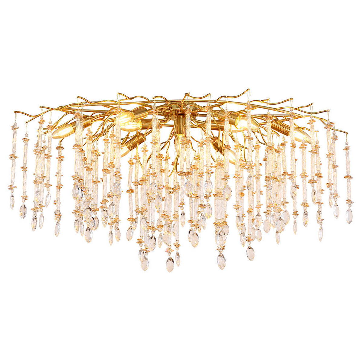 DECKENLEUCHTE Metall gold Glaskristall - Goldfarben, Glas (100/55/48cm) - Globo Lighting