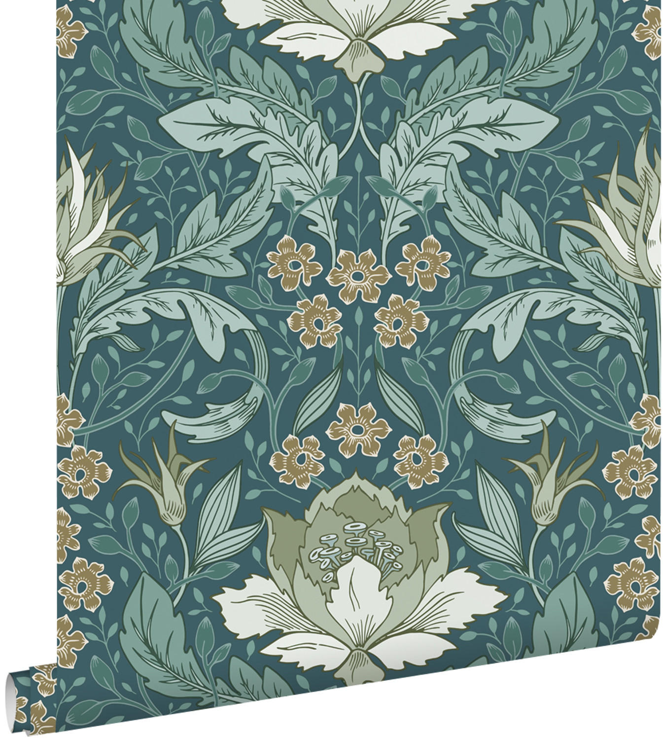 TAPETE Blumenmuster im Jugendstil 50 x 900 cm - Blau, Papier (50/900cm) - ESTAhome