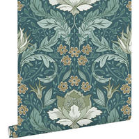 TAPETE Blumenmuster im Jugendstil 50 x 900 cm - Blau, Papier (50/900cm) - ESTAhome