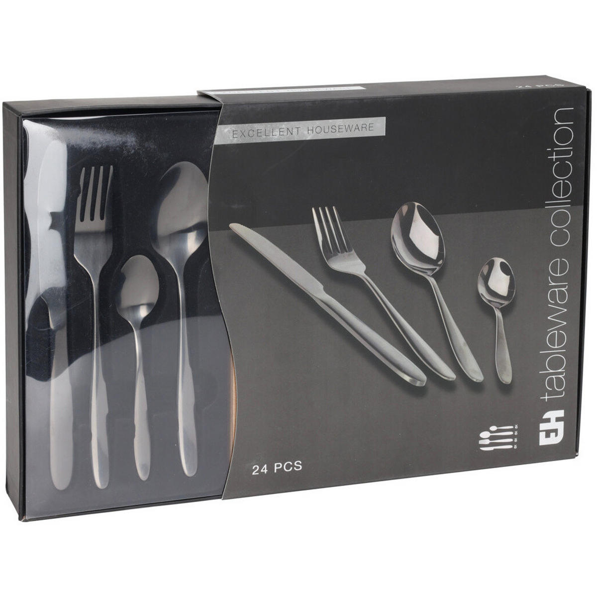 BESTECKSET für 6 Personen in Schwarz Schwarz 39,5/26/5 cm - Schwarz, Metall - Excellent Houseware