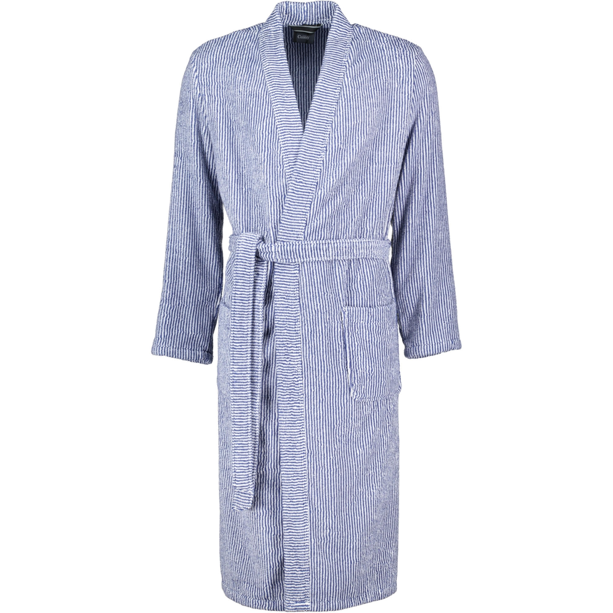 BADEMANTEL HERREN KIMONO STREIFEN 3834 NAVY-WEISS - 16 - Blau, Textil (XLnull) - Cawoe