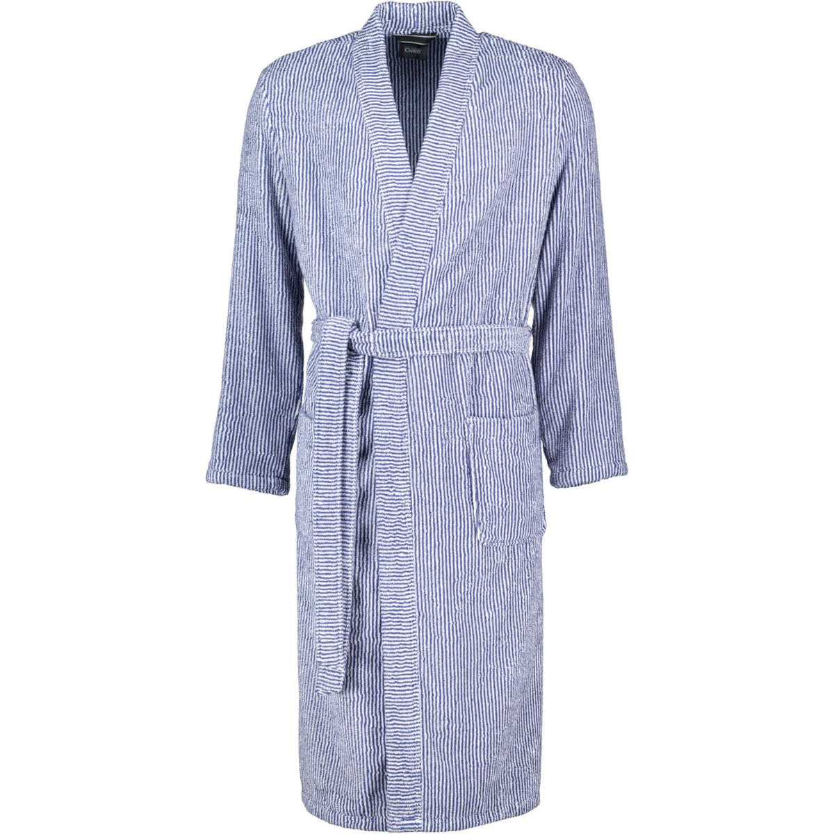 BADEMANTEL HERREN KIMONO STREIFEN 3834 NAVY-WEISS - 16 - Blau, Textil (XLnull) - Cawoe