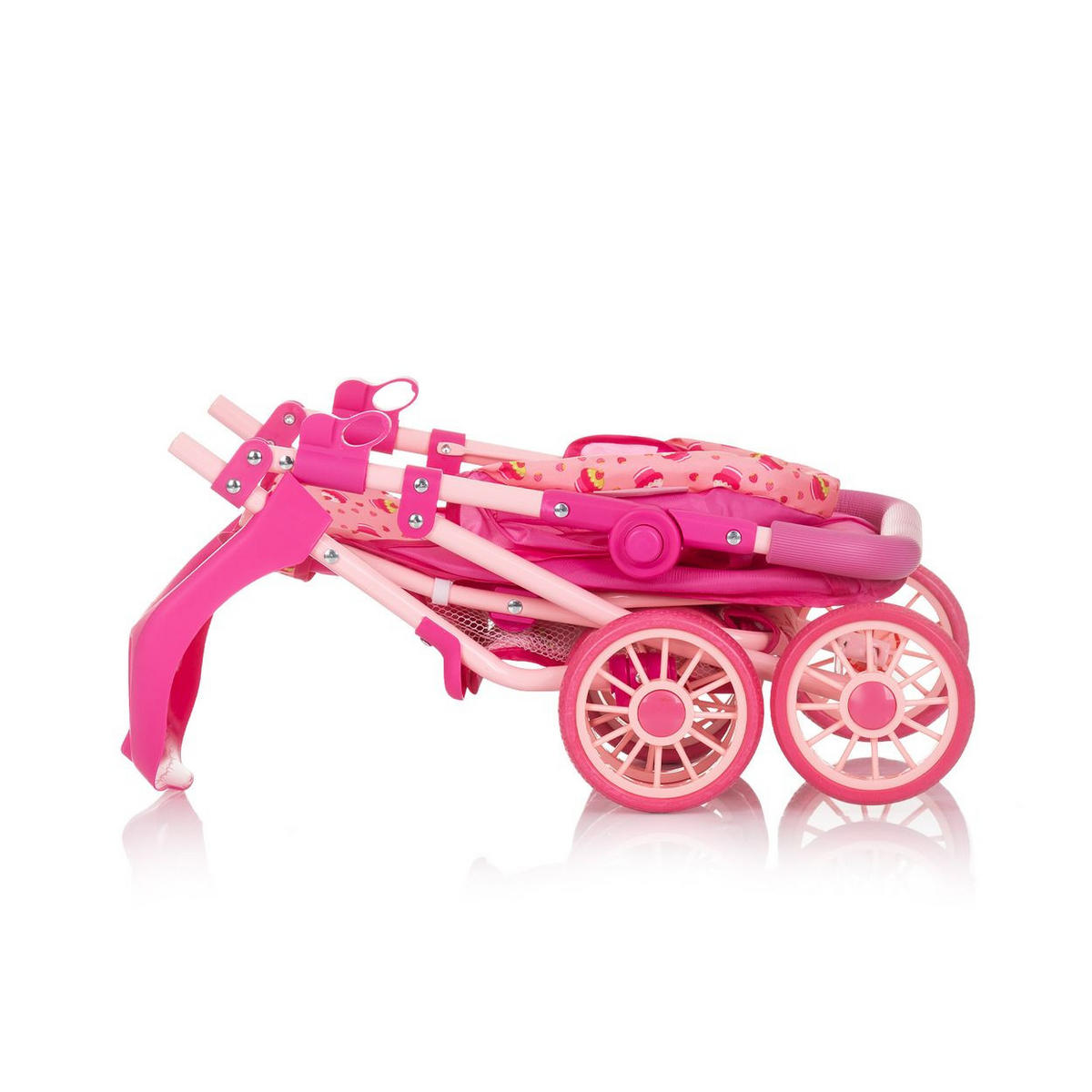 PUPPENWAGEN Dolly rosa Korb, Frontbügel, Fußstütze, Griff verstellbar, faltbar, ab 3 Jahren - Rosa, Metall (33/58/54cm) - Chipolino