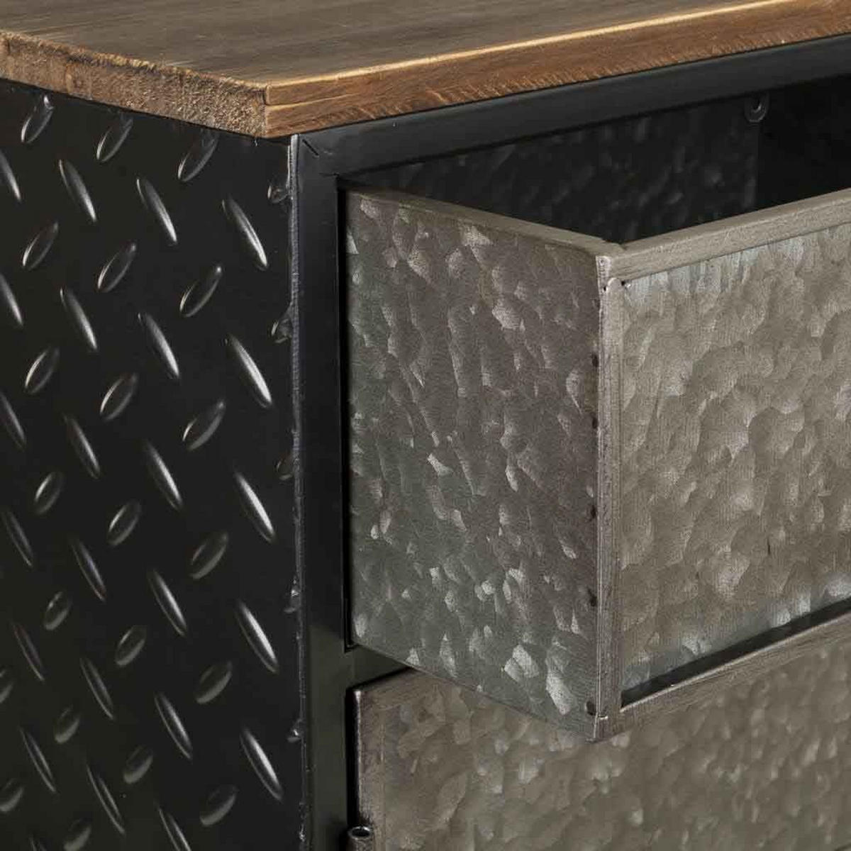 NACHTTISCH aus Metall und Holz, 42x28x71cm - Multicolor, Holz (42/71/28cm) - Wanderlust