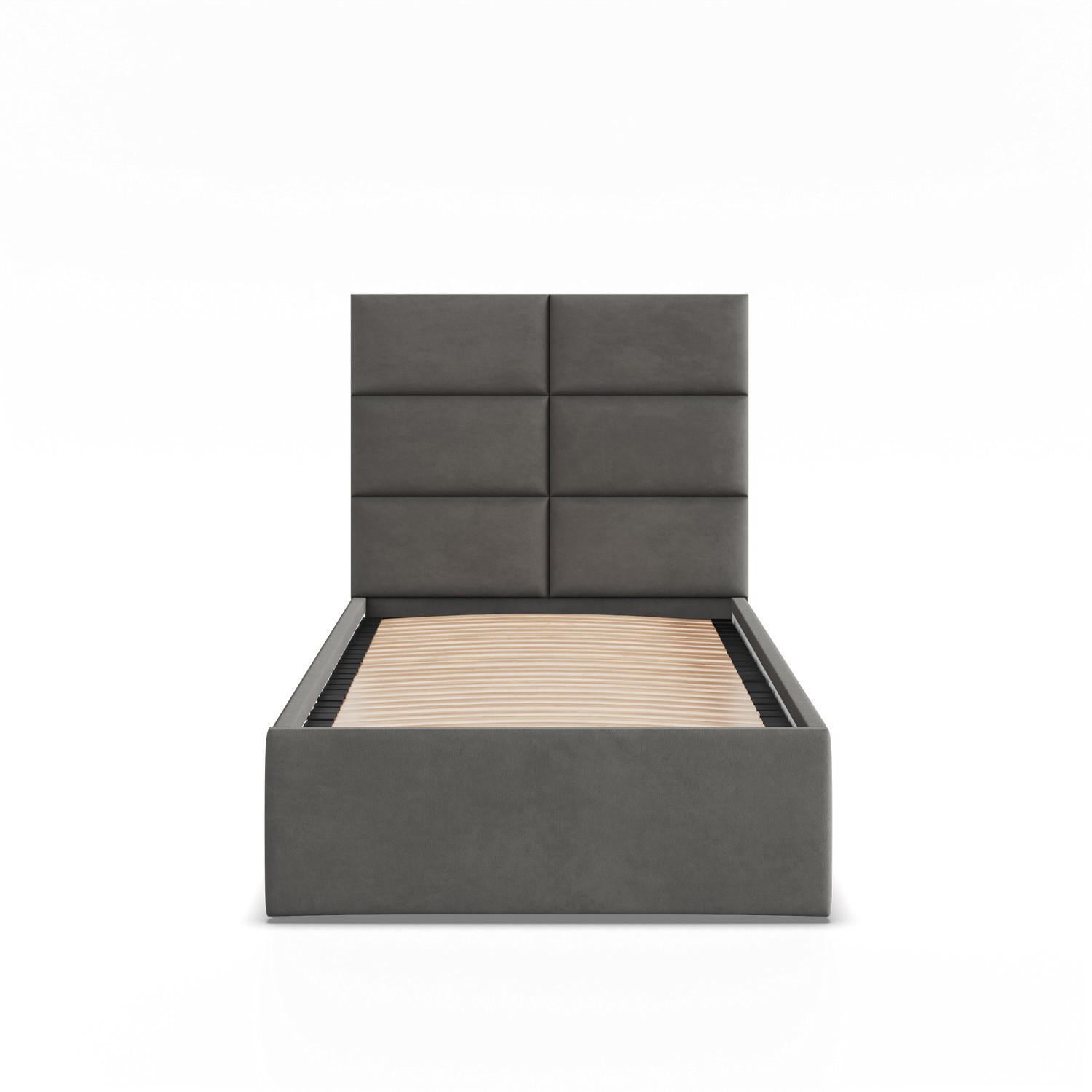POLSTERBETT MIT KOPFTEIL 90x200 ohne Bettkasten YORK, Grau - Graphitfarben, Textil (90/200cm) - Mebligo
