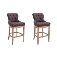 BARHOCKER 2er Set Stoff braun - Naturfarben/Braun, Holz/Textil (55/109/57cm) - CLP