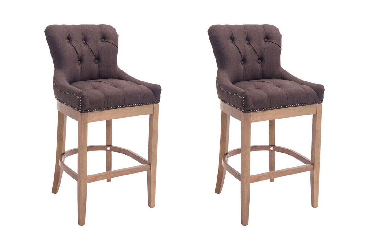 BARHOCKER 2er Set Stoff braun - Naturfarben/Braun, Holz/Textil (55/109/57cm) - CLP