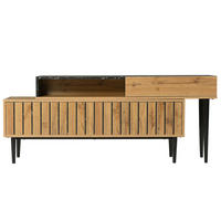 TV Lowboard ausziehbar 130-200 cm, Marmoroptik, Holz - Braun, Holz (180/58/36cm)
