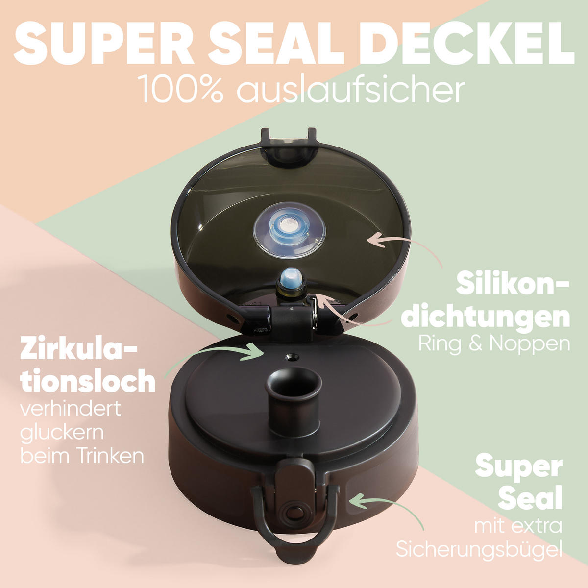 TRINKFLASCHE 0,5L - auslaufsichere - 1-Klick-Verschluss - BPA - freie - Mauve - Mauve, Kunststoff (0.5L) - Blumtal