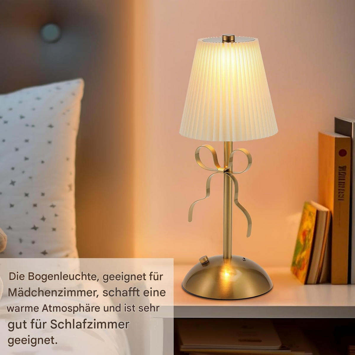TISCHLEUCHTE Gold Knoten Leinen-Schirm Bohème Stil - Weiß, Metall (10/30/10cm) - Weltevree