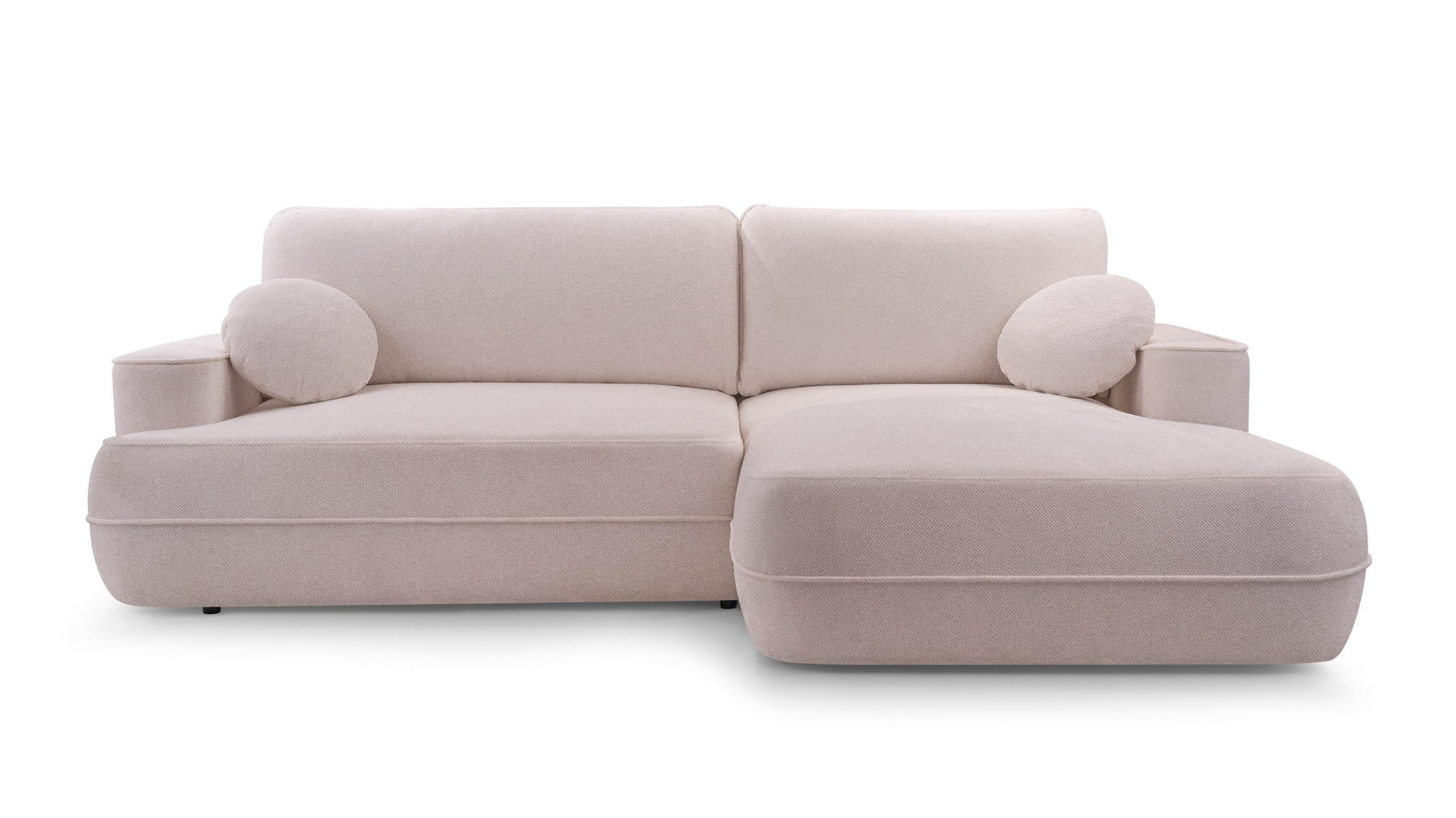 ECKSOFA FUGO Boucle Rosa L - Rechts - Schwarz/Rosa, Kunststoff/Textil (260/168cm) - Luxkor24