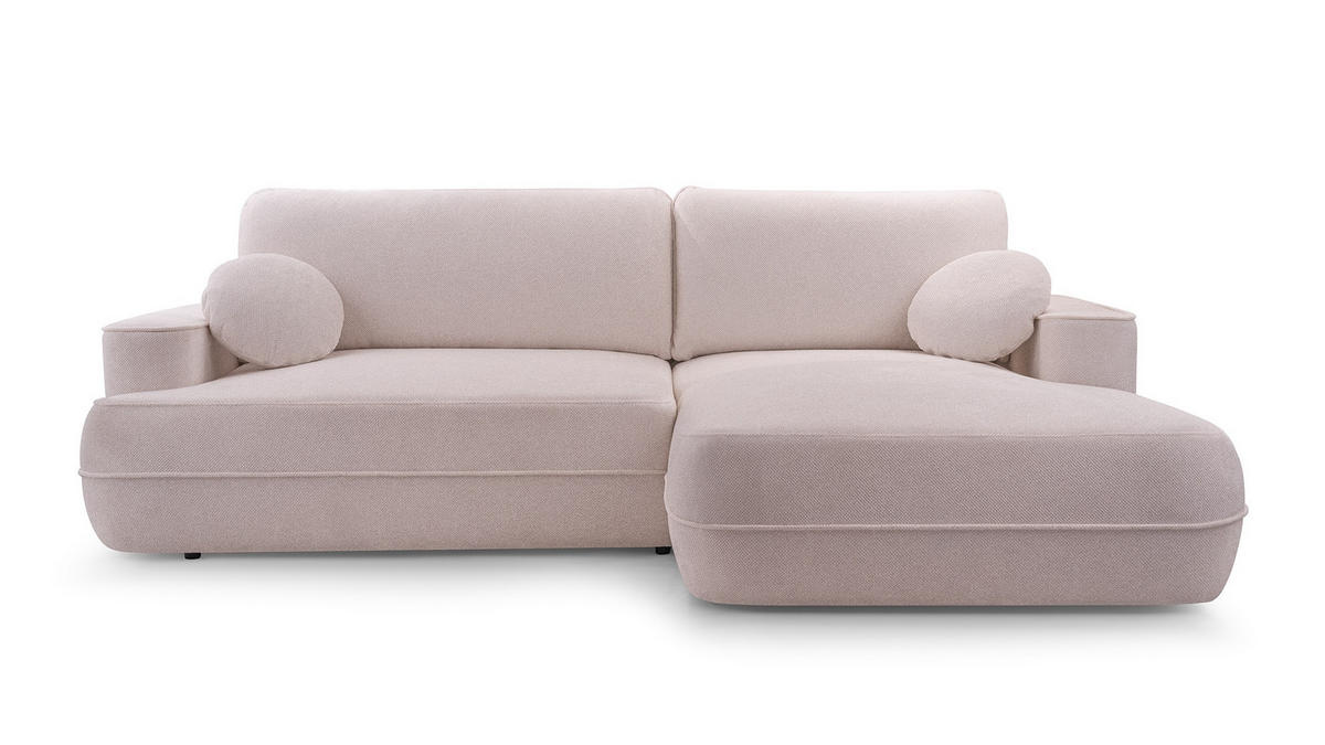 ECKSOFA FUGO Boucle Rosa L - Rechts - Schwarz/Rosa, Kunststoff/Textil (260/168cm) - Luxkor24