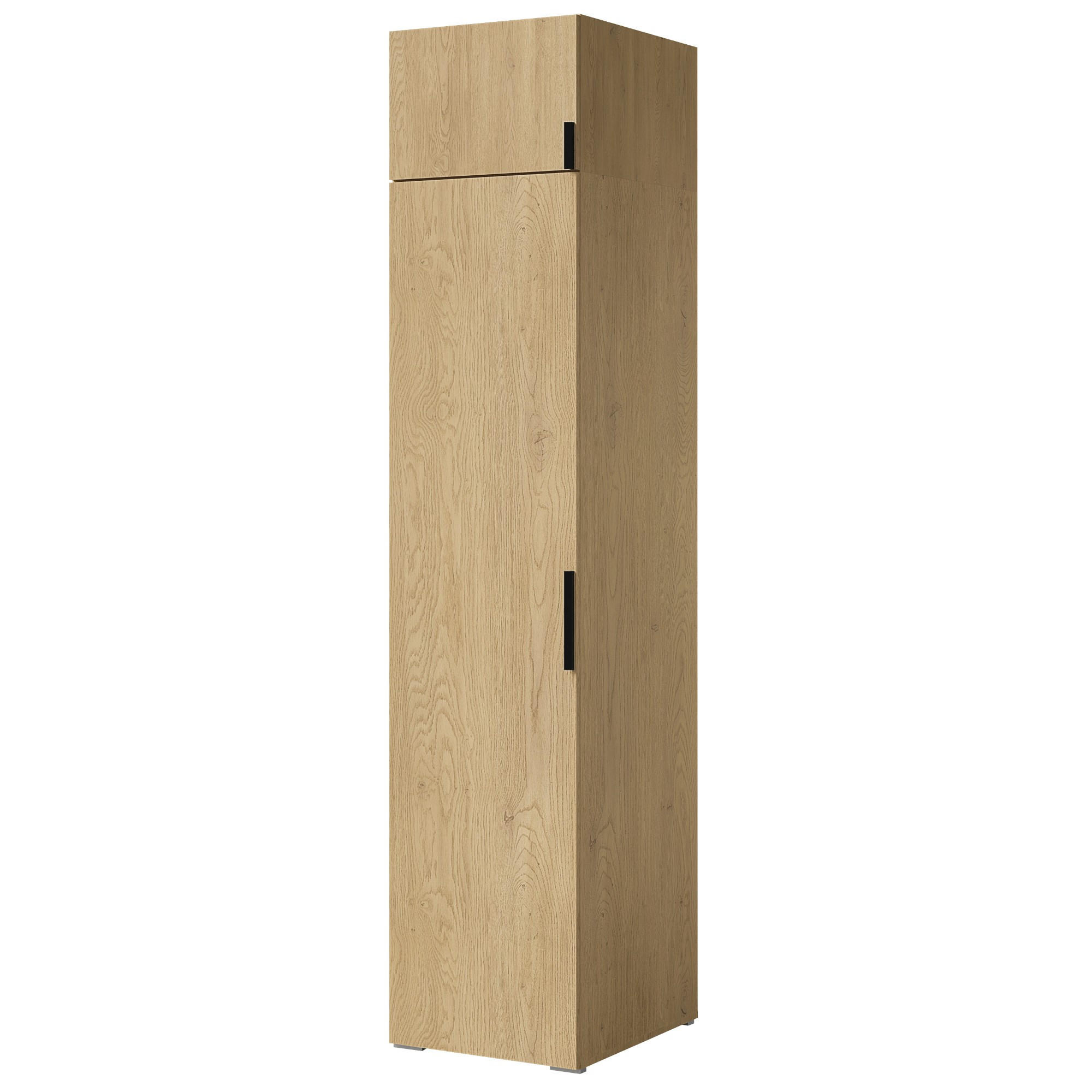 DREHTÜRENSCHRANK mit Aufsatz Napoli 1D 50 Eiche Cremona (schwarzer oder goldener Griff) - Eichefarben/Silberfarben, Holzwerkstoff/Kunststoff (50/35/60cm) - mzm24