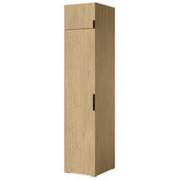 DREHTÜRENSCHRANK mit Aufsatz Napoli 1D 50 Eiche Cremona (schwarzer oder goldener Griff) - Eichefarben/Silberfarben, Holzwerkstoff/Kunststoff (50/35/60cm) - mzm24