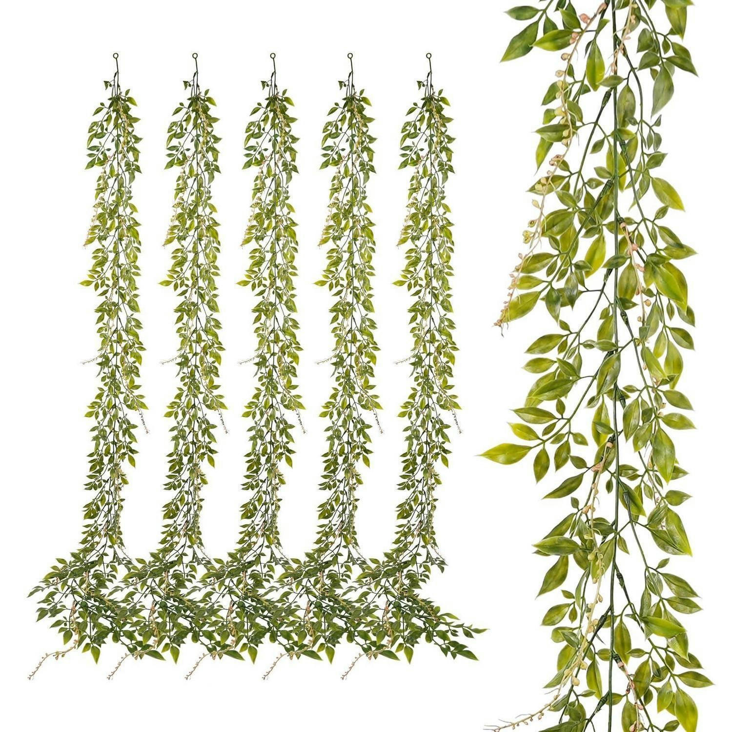 GIRLANDE 6-teiliges Set 1,7 m Kunstpflanze Efeu Grün - Grün, Kunststoff (10cm)