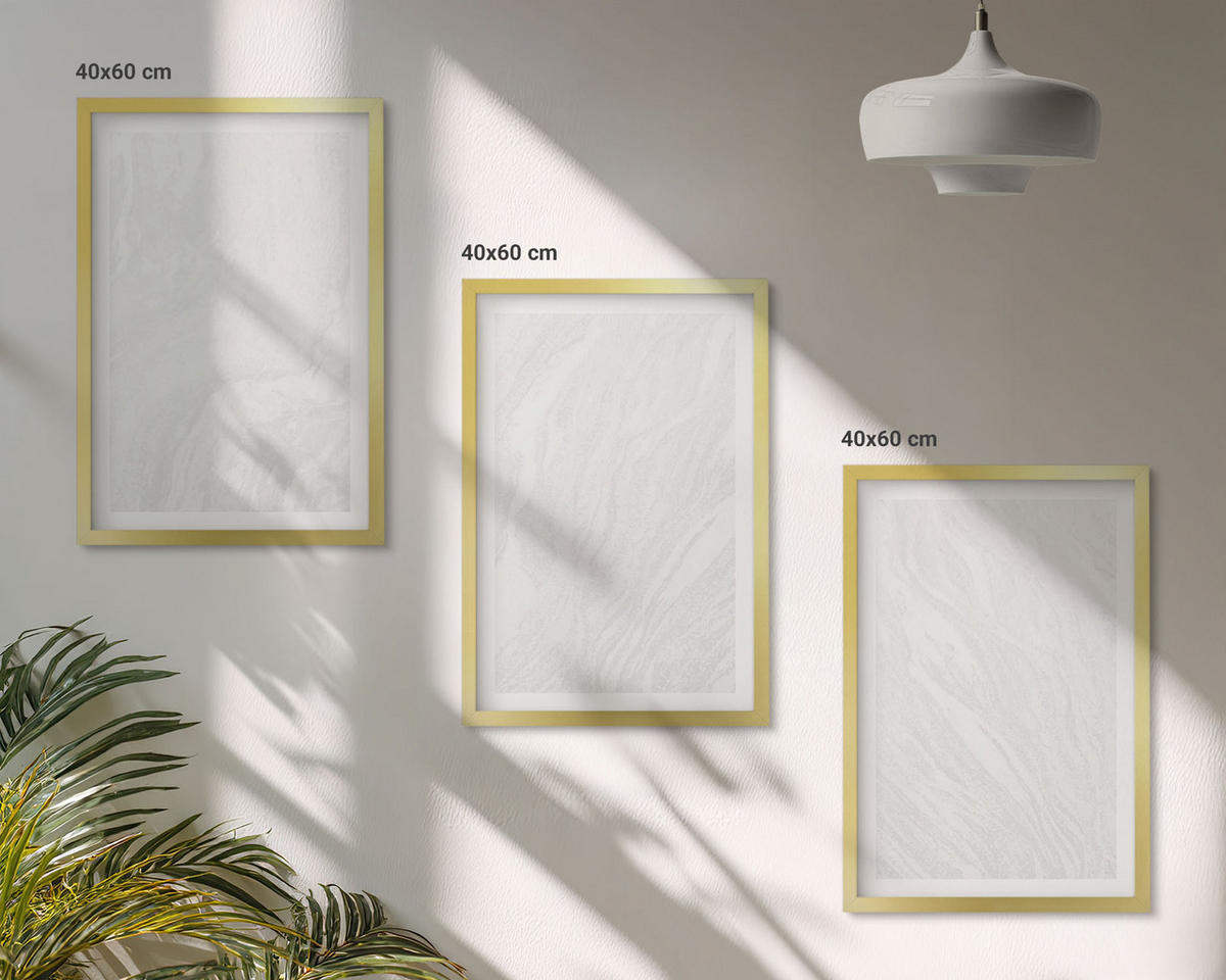 BILDER SET 3er Set - 40x60 cm Goldrahmen - Elegante Marmorstruktur - Goldfarben, Kunststoff (40/60cm) - TULUP