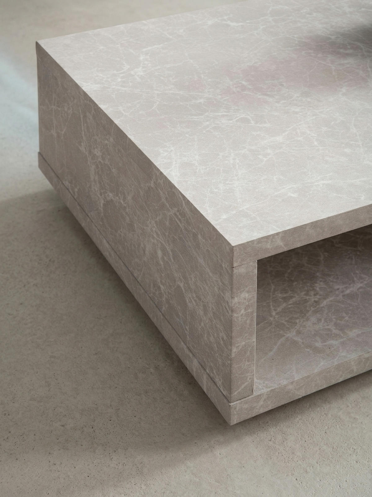 COUCHTISCH in Stein-Optik Modern mit Stauraum Rechteckig Schlicht, Beige 100x50x25 cm - Beige/Schwarz, Kunststoff (50/100/25cm) - KADIMA DESIGN