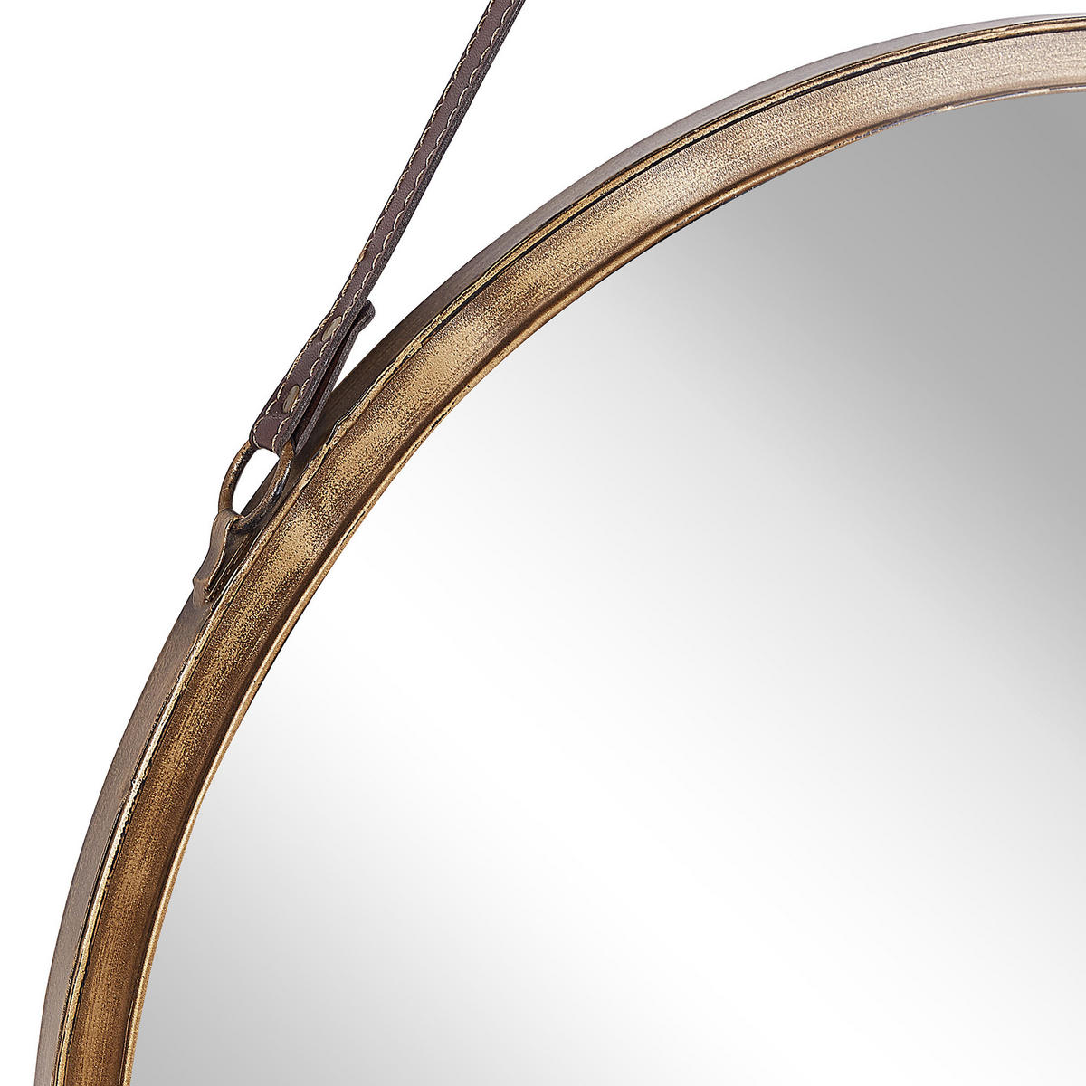 WANDSPIEGEL gold mit Aufhängeband 60 cm Autun - Goldfarben/Braun, Metall (60/60/3cm) - Beliani